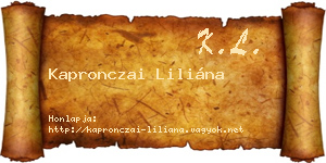 Kapronczai Liliána névjegykártya