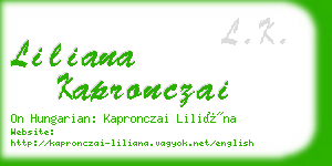 liliana kapronczai business card